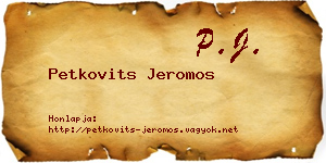 Petkovits Jeromos névjegykártya